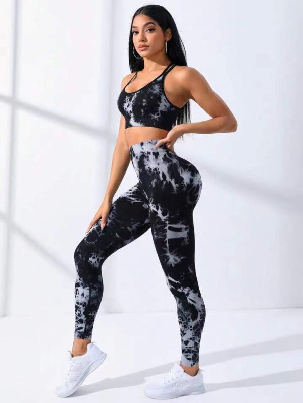 European And American Seamless Tie-dye Yoga Clothes Sports Bra Trousers Suit - Image 5