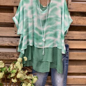 Women's Tie-Dye Layered Look Short Sleeve Tee