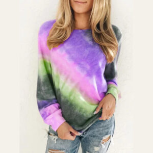 Fashion Tie-Dye Rainbow Casual Long Sleeve T-Shirt for Women