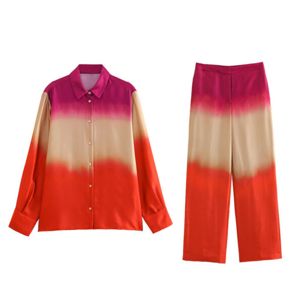 Tie-dye Printed Shirt Straight-leg Trousers Suit - Image 2