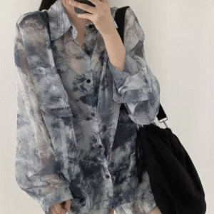 Tie Dye Meets Seoul Street Style - Harajuku-Inspired Embroidered Sun-Proof Shirt for Women