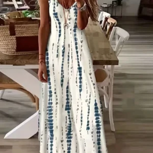 Women's Tie Dye V-Neck Maxi Dress