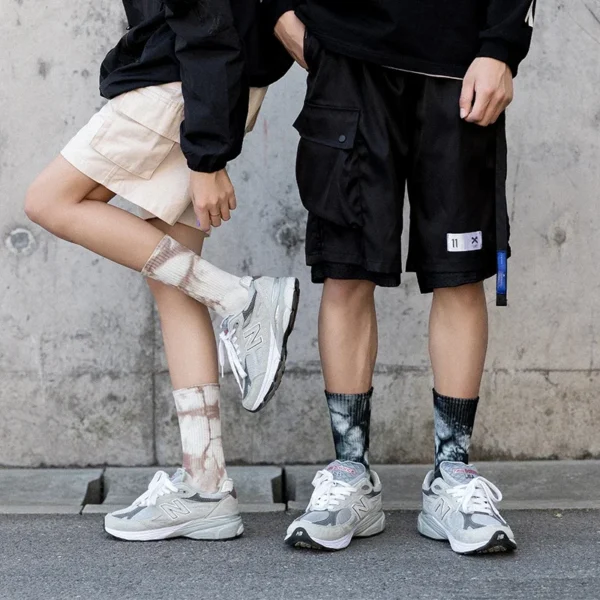 3 pairs of gift boxed men's and women's cotton socks, street vortex high dye Harajuku hip-hop couple fashion sports socks - Image 5