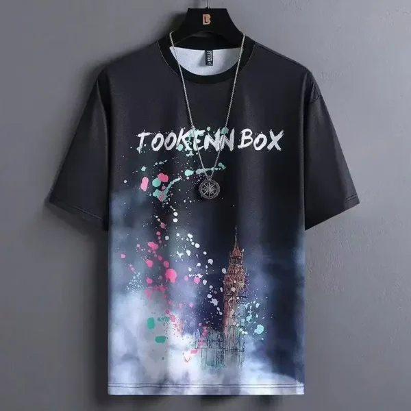 Ice Silk Men's Sportswear Set Quick Dry Casual Dyeing Short Sleeve T-Shirt Shorts Comfortable Lightweight Fashionable Outfit - Image 3