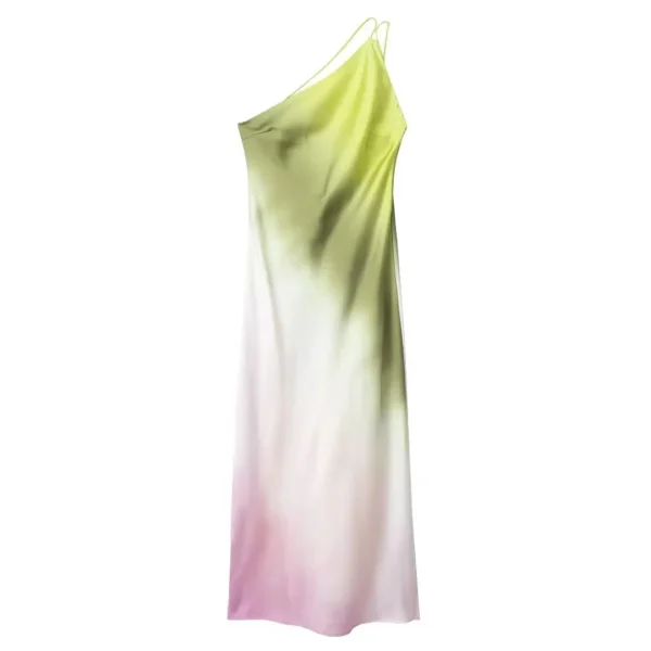 MUJER Tie Dye Long Dress Women Asymmertic Satin Backless Dress Woman Off Shoulder Sexy Evening Party Dresses Midi Summer Dresses - Image 3