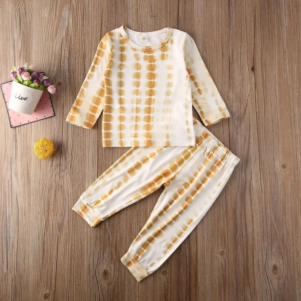 Autumn Baby Boys Tie Dye Printed Long Sleeve T-Shirt Toddler Girls Top+Pants 2pcs Outfits Kids Clothing Casual Pajamas Sets - Image 2