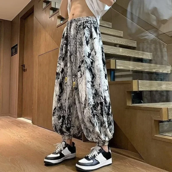 Summer Cool Loose Ice Silk Tie Dye Wide-leg Pants — Classic Korean Style, Big Sizes, and Stylish Comfort! - Image 2