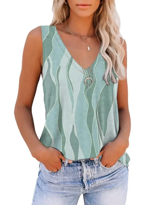 Summer Fashion Tie Dye Gradient 3D Print Tank Tops Women's Oversized V-Neck Sleeveless Camisoles Vest Woman Streetwear Clothing - Image 4