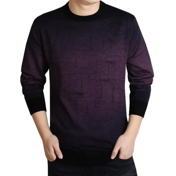Fashion Gradient Tie Dye Autumn Men Long Sleeve T-Shirts Round Neck Knitting Tees Bottoming Shirt Thin Affordable Pullover Tops - Image 5