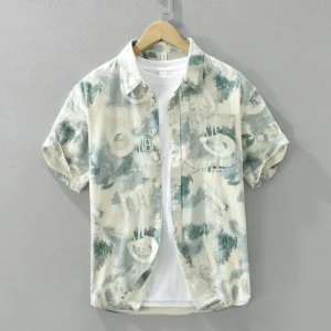 Men’s Summer Vintage Tie Dye Cotton Shirt – Streetwear Style