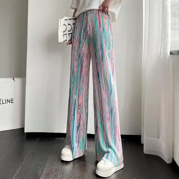 Women's Tie-Dye Pleated Wide-Leg Pants — High Waist, Flowy & Effortlessly Cool - Image 2
