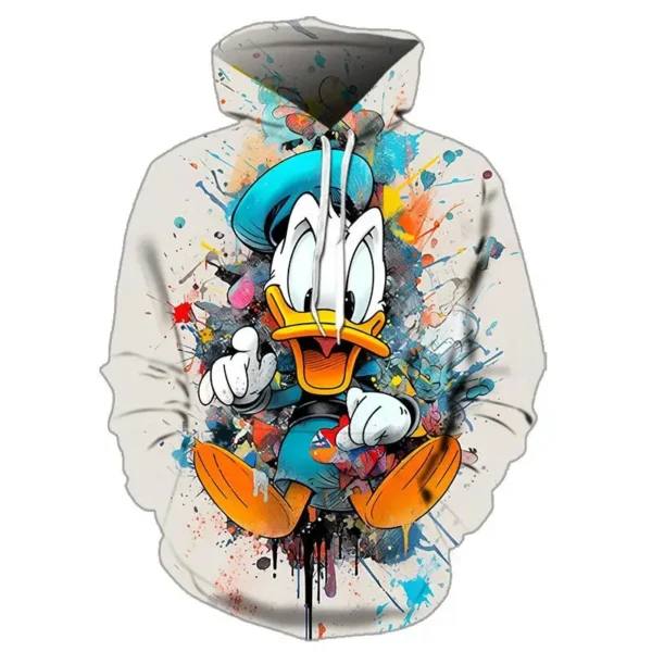 Neutral Cartoon Hoodie Autumn/Winter Tie Dye Color Disney Cute Donald Duck 2024 Fashion Sanlio Brand Print Clothing Women's/Men