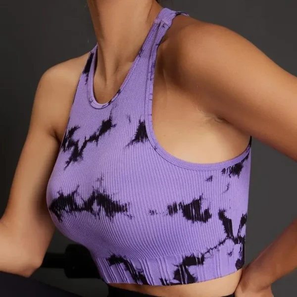 Women's Tie Dye Sleeveless Workout Casual Cropped Tank Top Shirts - Image 6