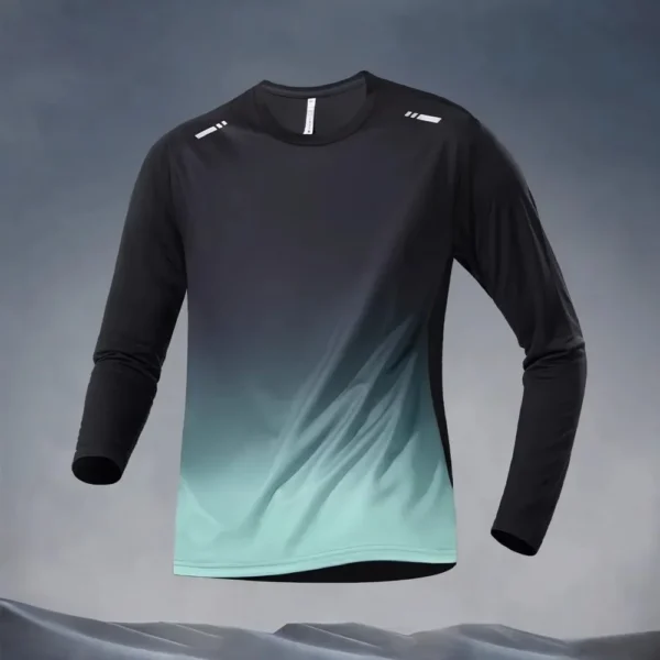 Men's Long Sleeve Running T-Shirt Quick Dry Fitness Climbing Basketball Training Morning Run Sports Cycling Mountain Clothes Top - Image 2
