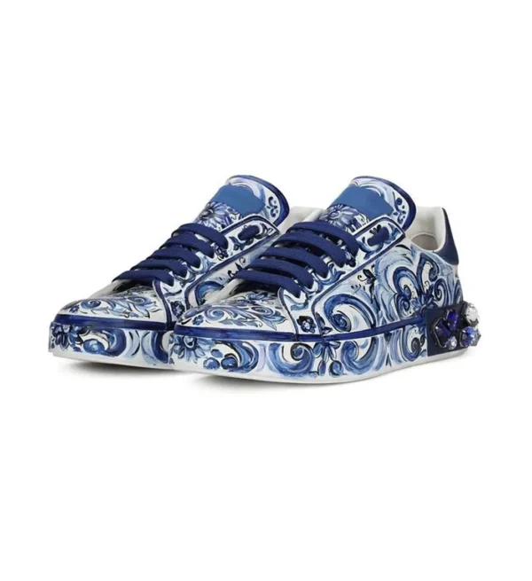 Unisex Multicolor Leather Lace-Up Sneaker — Artistic & Vibrant Shoe - Image 3