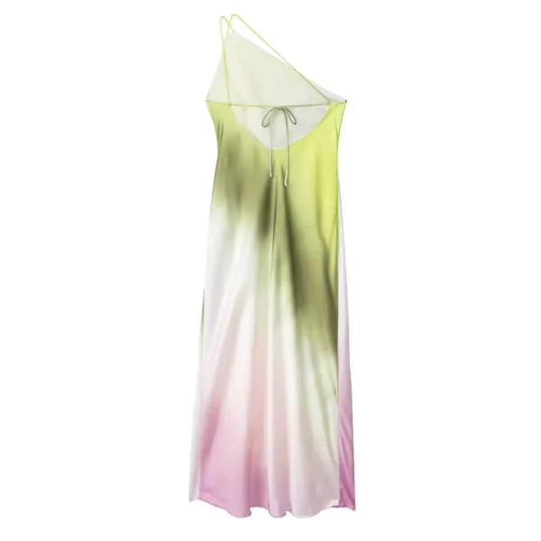 MUJER Tie Dye Long Dress Women Asymmertic Satin Backless Dress Woman Off Shoulder Sexy Evening Party Dresses Midi Summer Dresses - Image 4