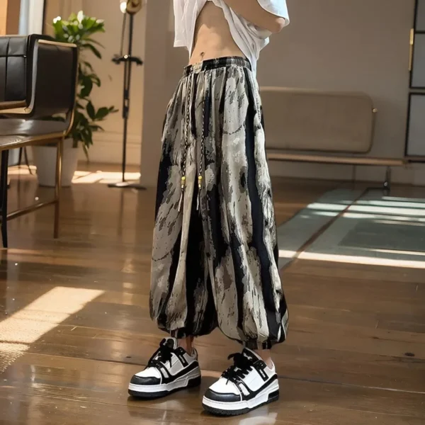 Summer Cool Loose Ice Silk Tie Dye Wide-leg Pants — Classic Korean Style, Big Sizes, and Stylish Comfort! - Image 3