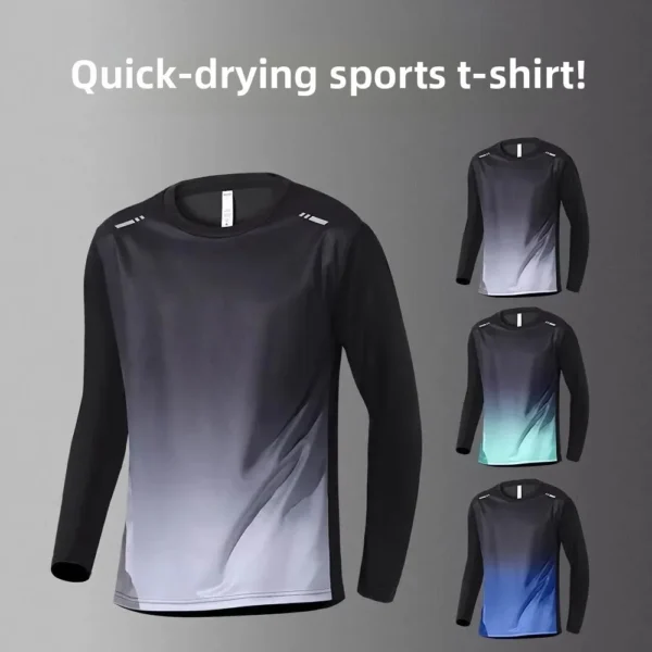 Men's Long Sleeve Running T-Shirt Quick Dry Fitness Climbing Basketball Training Morning Run Sports Cycling Mountain Clothes Top