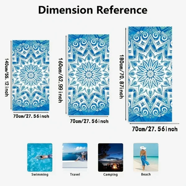 Colorful Tie - Dye Beach TowelMicrofiber terry bath towels for yoga, travel, swimming, fitness and camping - Image 4