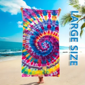 Colorful Tie-Dye Microfiber Beach Towel — Quick-Dry, Soft & Vibrant for All Outdoor Activities