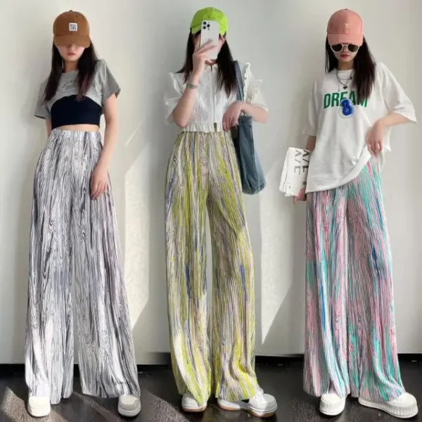 Women's Tie-Dye Pleated Wide-Leg Pants — High Waist, Flowy & Effortlessly Cool - Image 5