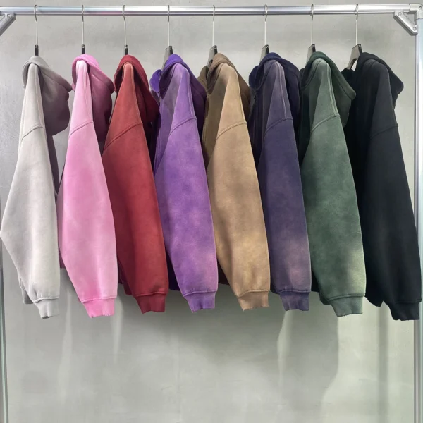 Men's Zip Up Hoodies Tie Dye Washed Double Oversize Cardigan Sweatshirt Loose Plus Plush Gradient Man Hooded Pullovers Winter - Image 6