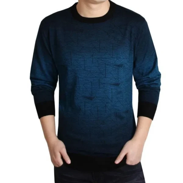 Fashion Gradient Tie Dye Autumn Men Long Sleeve T-Shirts Round Neck Knitting Tees Bottoming Shirt Thin Affordable Pullover Tops - Image 6