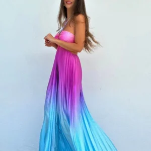 Summer Halter Neck Striped Dress for Women