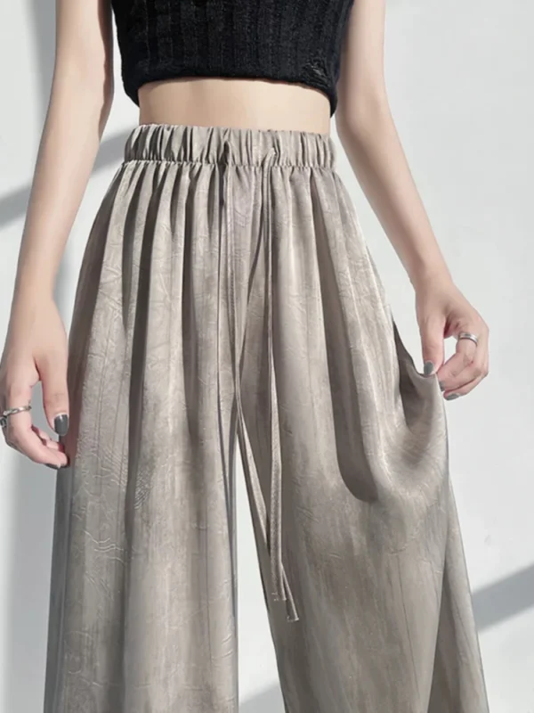 Ice Silk Acetate Yamamoto Wide Leg Pants Women's Summer Thin Small Size High Waist Mosquito Proof Pants Cool Comfortable Trou... - Image 3