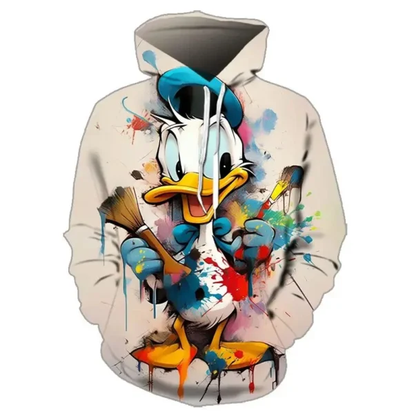 Neutral Cartoon Hoodie Autumn/Winter Tie Dye Color Disney Cute Donald Duck 2024 Fashion Sanlio Brand Print Clothing Women's/Men - Image 4