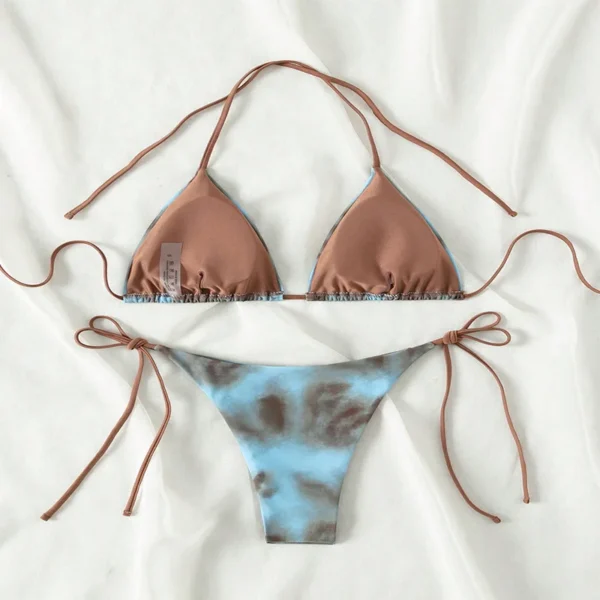 2025 Tie Dye Lace Up Bikini Set Beach Swimwear Women Swimsuit Biquinis Tankini Femme Mujer Bathing Suit Купальник Женский Xl - Image 4