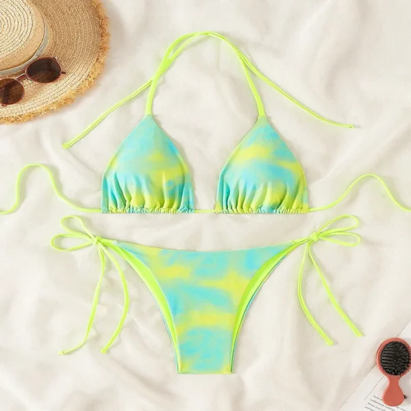 2025 Tie Dye Lace Up Bikini Set Beach Swimwear Women Swimsuit Biquinis Tankini Femme Mujer Bathing Suit Купальник Женский Xl - Image 5