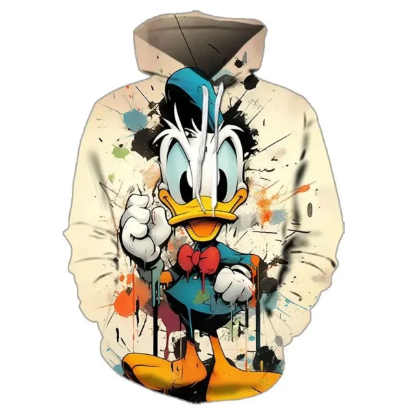 Neutral Cartoon Hoodie Autumn/Winter Tie Dye Color Disney Cute Donald Duck 2024 Fashion Sanlio Brand Print Clothing Women's/Men - Image 3