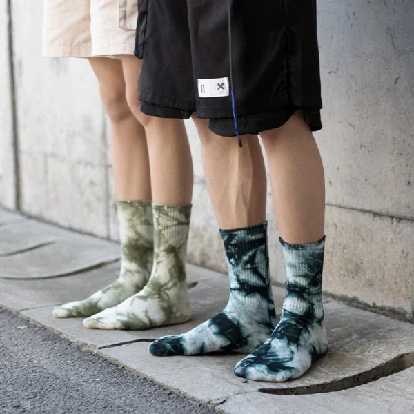 3 pairs of gift boxed men's and women's cotton socks, street vortex high dye Harajuku hip-hop couple fashion sports socks - Image 4