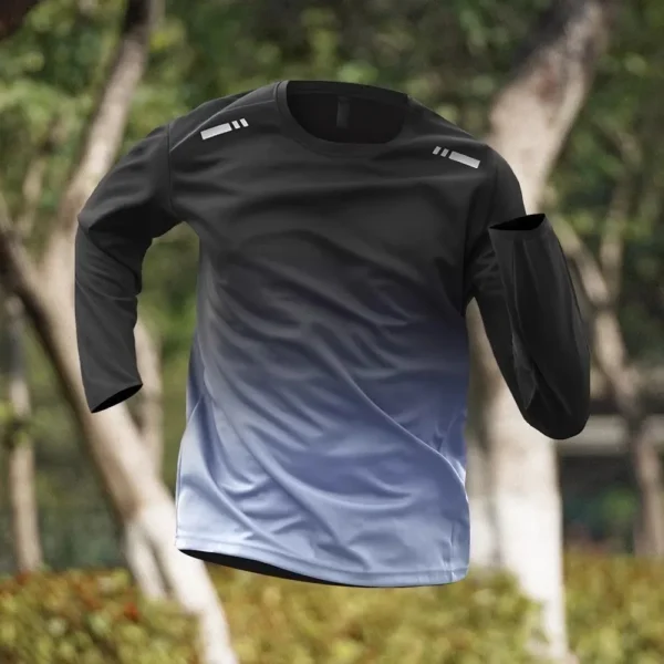 Men's Long Sleeve Running T-Shirt Quick Dry Fitness Climbing Basketball Training Morning Run Sports Cycling Mountain Clothes Top - Image 4