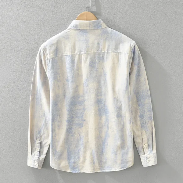 #4462 Beige Khaki Tie Dye Printed Shirts Men Vintage Cotton100% Cargo Shirts Male Long Sleeve Loose Outerwear Shirts Japan Style - Image 2