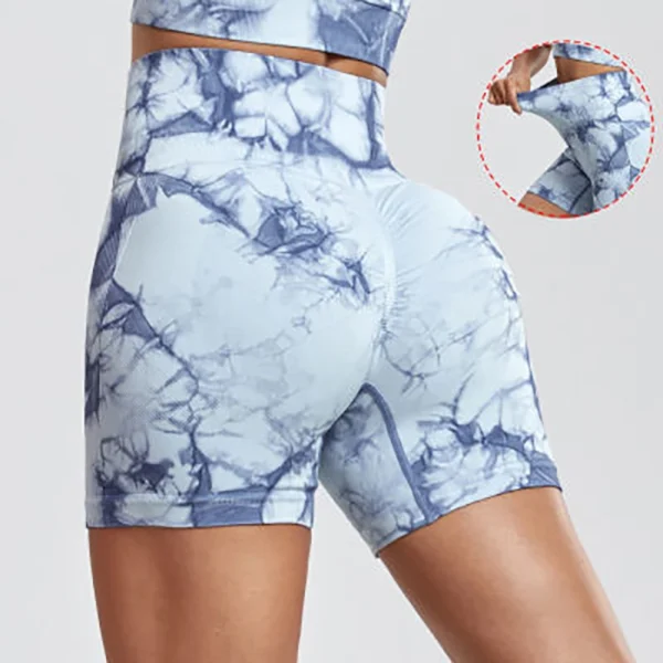 TieDye Sexy Gym Summer Shorts Woman Casual High Waist Outdoors Sport Seamless Shorts Push Up Fitness - Image 2