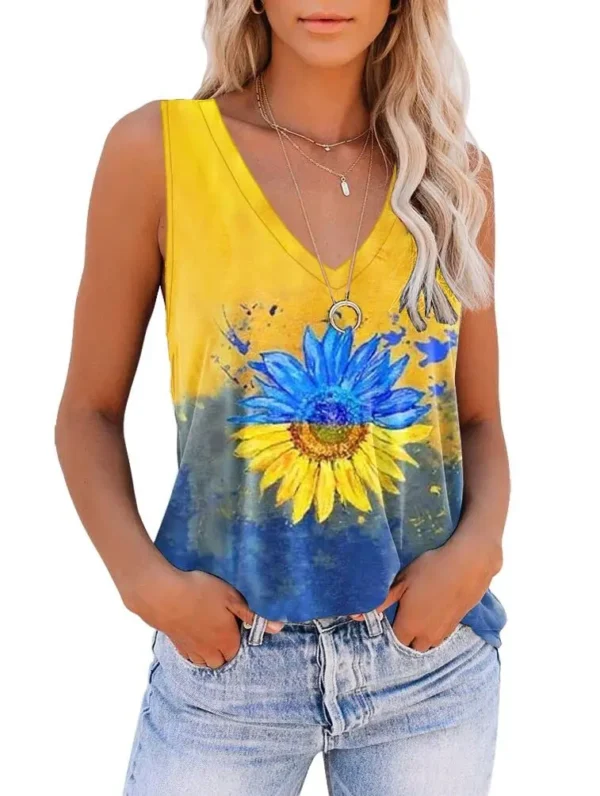 Summer Fashion Tie Dye Gradient 3D Print Tank Tops Women's Oversized V-Neck Sleeveless Camisoles Vest Woman Streetwear Clothing - Image 2