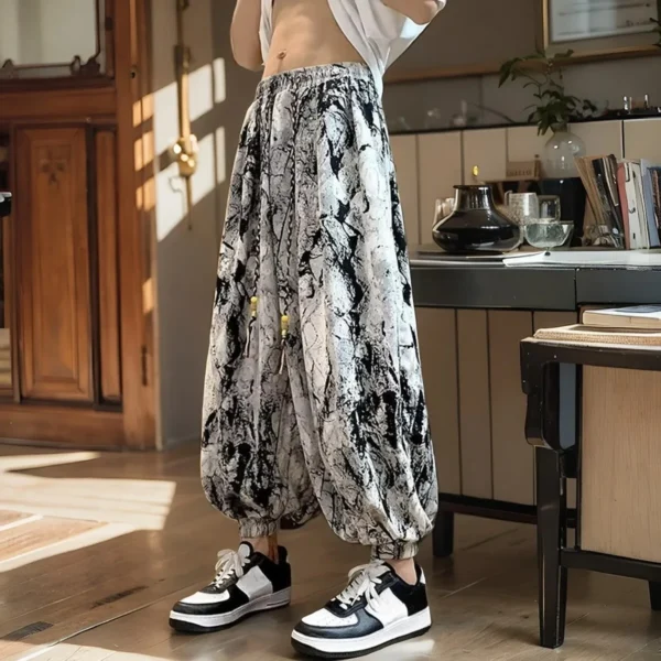 Summer Cool Loose Ice Silk Tie Dye Wide-leg Pants — Classic Korean Style, Big Sizes, and Stylish Comfort! - Image 4
