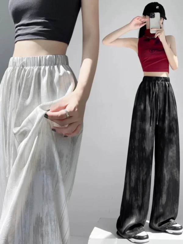 Ice Silk Acetate Yamamoto Wide Leg Pants Women's Summer Thin Small Size High Waist Mosquito Proof Pants Cool Comfortable Trou... - Image 2