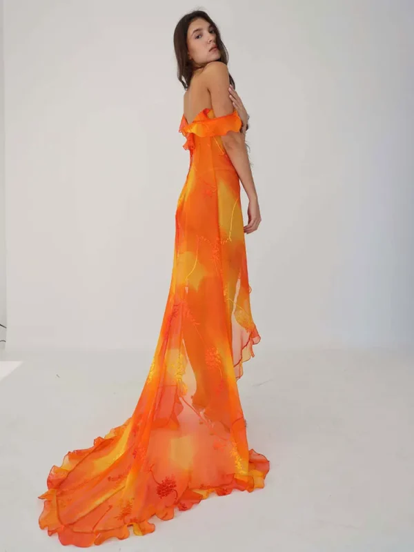 Sexy Low-cut Hollow Out Y2K Style Backless High Slit Front Short Back Long Dress 2025 Summer Women Floor Maxi Dresses A2555 - Image 2