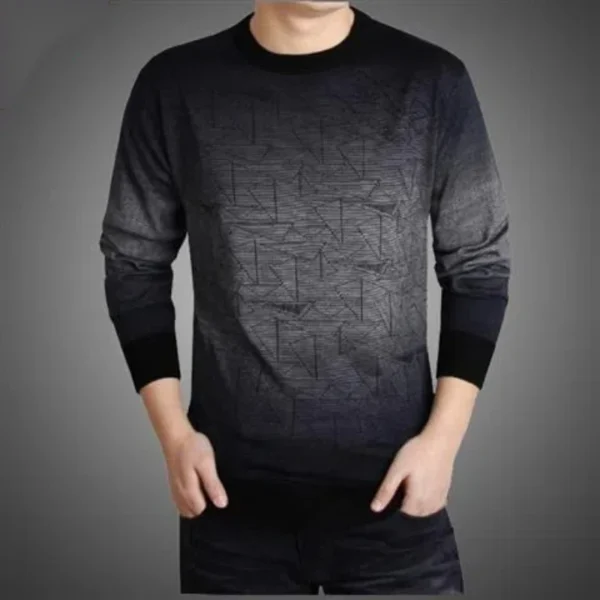 Fashion Gradient Tie Dye Autumn Men Long Sleeve T-Shirts Round Neck Knitting Tees Bottoming Shirt Thin Affordable Pullover Tops