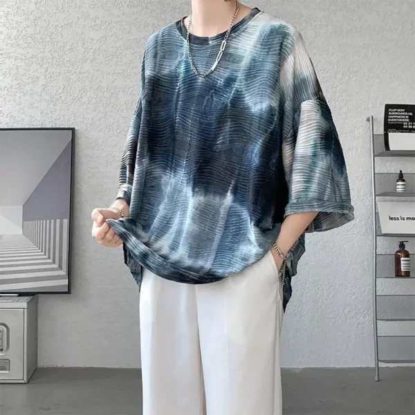 Man Tee Shirts 100℅ Cotton T Shirt for Men Baggy Tie Dye Luxury High Quality Cheap Clothes Original Chic Casual Funny New in Top - Image 3