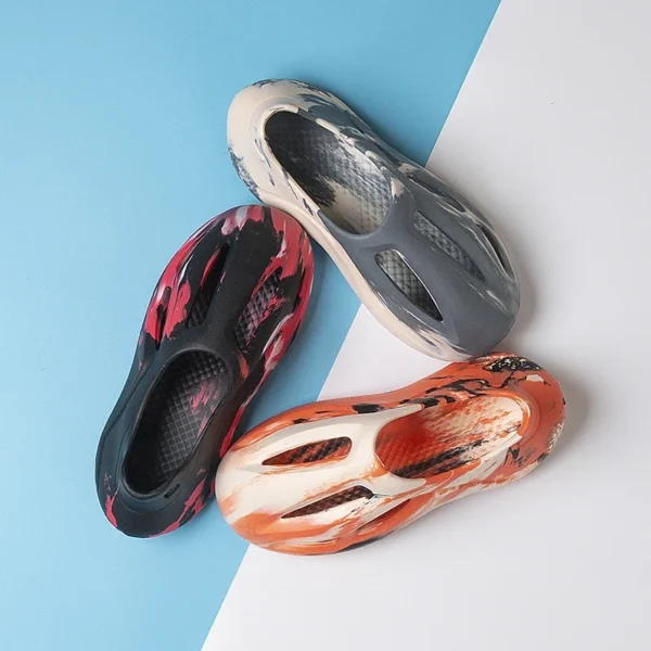 Men's and Women's Slippers Soft EVA Beach Hole Shoes Outdoor Slippers Anti Slip Tie Dye Designer Personalized Hollow Shoes 36-47 - Image 6