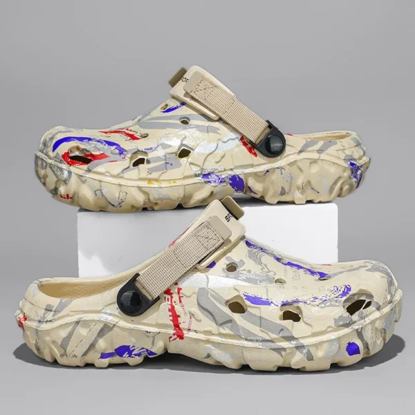 Summer Men’s Tie Dye-Style Clogs — Lightweight Outdoor & Garden Slip-Ons (Plus Size 47) - Image 2