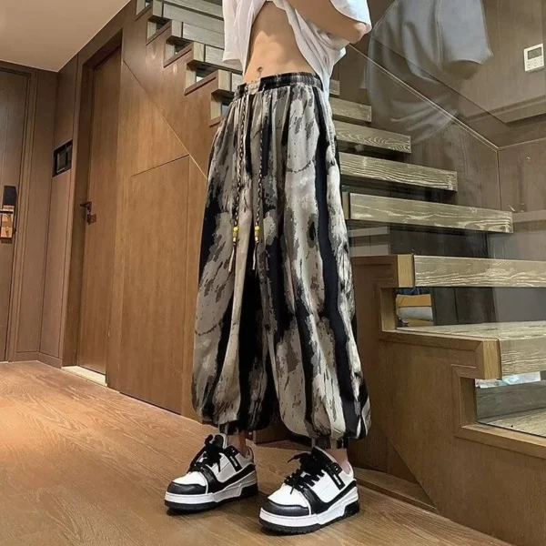 Summer Cool Loose Ice Silk Tie Dye Wide-leg Pants — Classic Korean Style, Big Sizes, and Stylish Comfort!