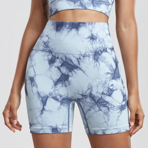 TieDye Sexy Gym Summer Shorts Woman Casual High Waist Outdoors Sport Seamless Shorts Push Up Fitness - Image 3