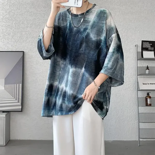 Man Tee Shirts 100℅ Cotton T Shirt for Men Baggy Tie Dye Luxury High Quality Cheap Clothes Original Chic Casual Funny New in Top - Image 5