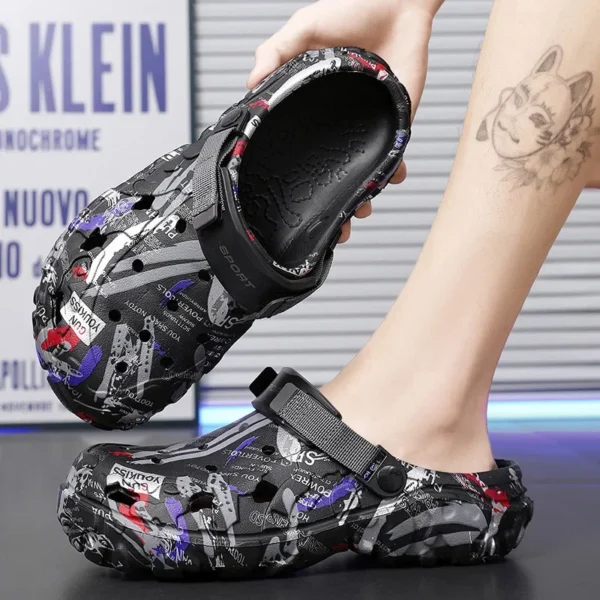 Summer Men’s Tie Dye-Style Clogs — Lightweight Outdoor & Garden Slip-Ons (Plus Size 47) - Image 4