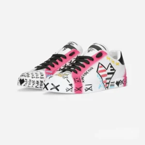 Unisex Multicolor Leather Lace-Up Sneaker — Artistic & Vibrant Shoe